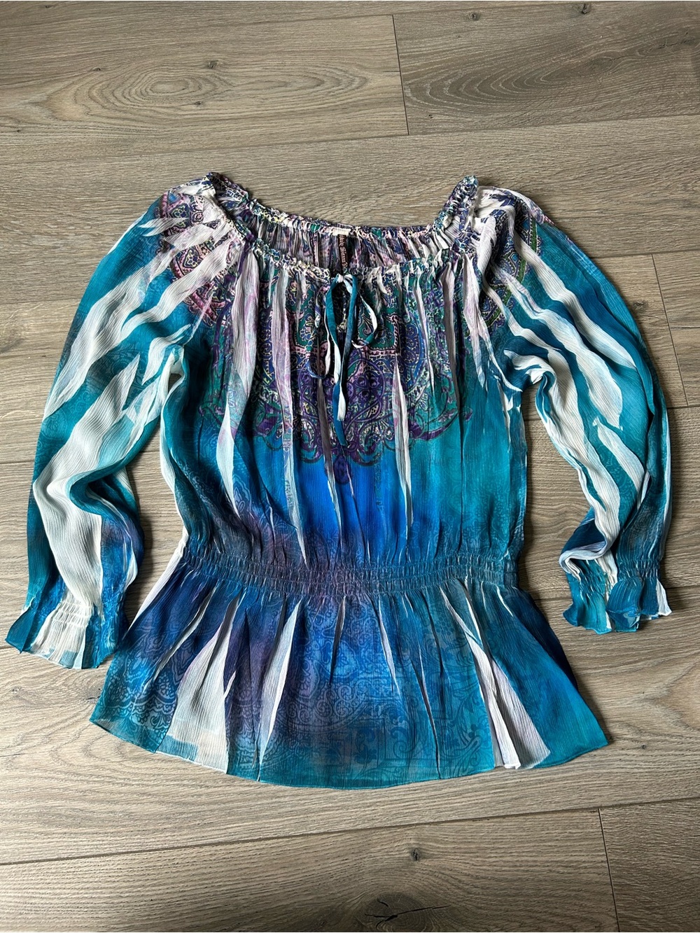 Mushka By Sienna Rose Blue boho Lightweight Tunic top Size Medium